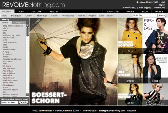 RevolveClothing.com Website and Online Boutique