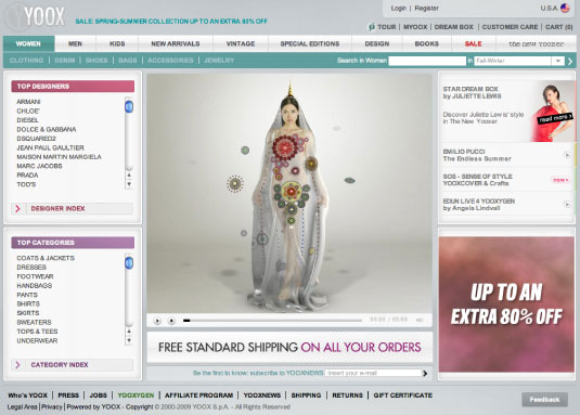 Yoox Boutique Website and Online Store