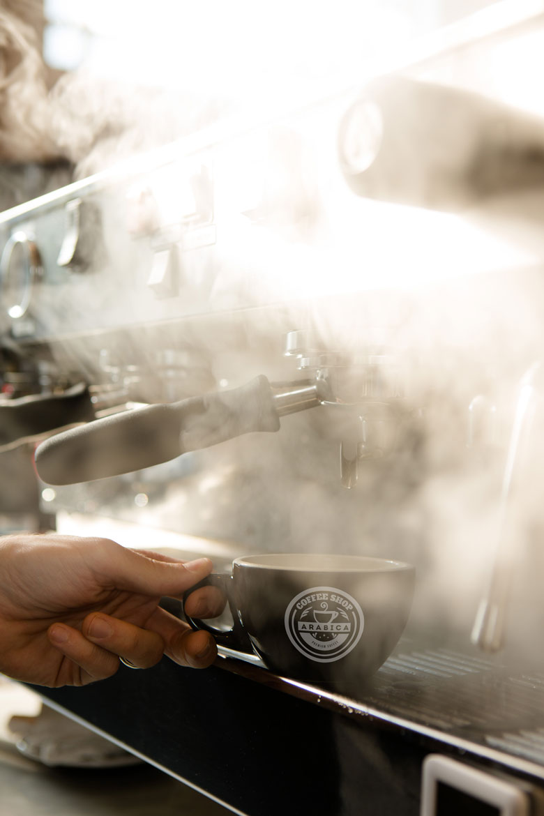 Arabica Coffee Shop logo design applications