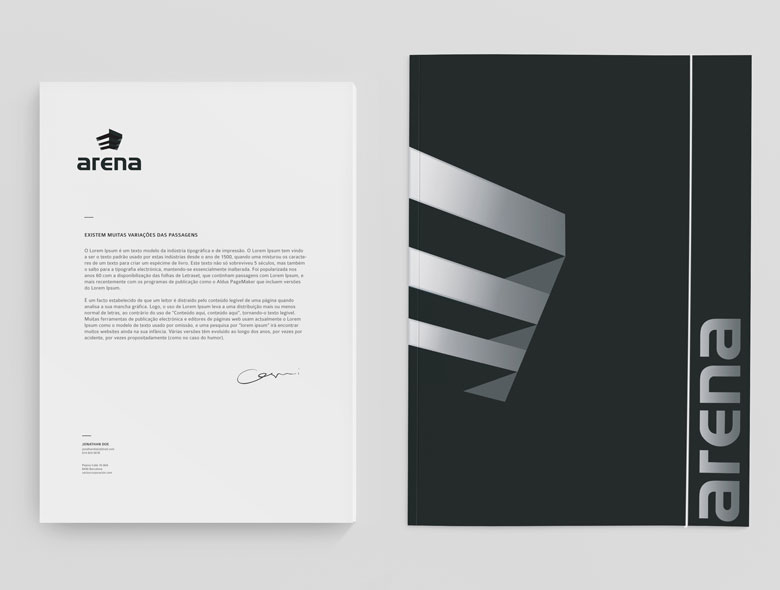 Arena Construction logo design and brand mark