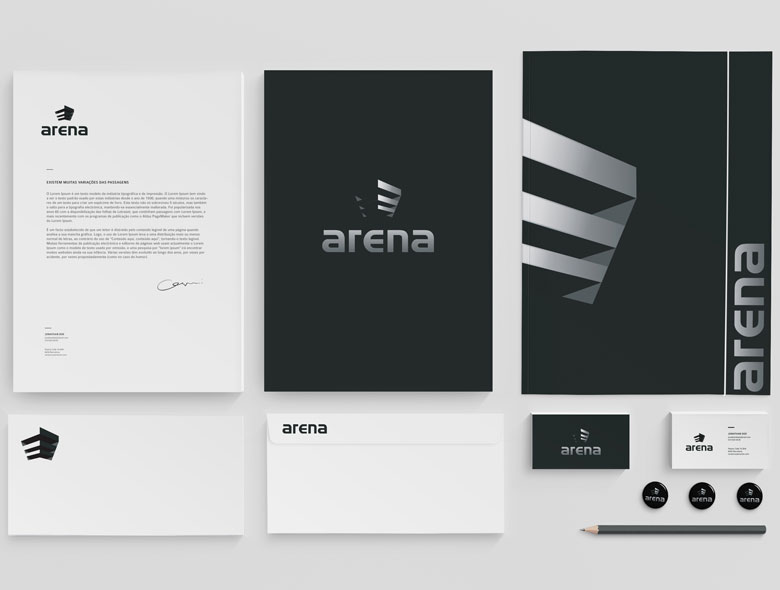 Arena Construction visual identity system