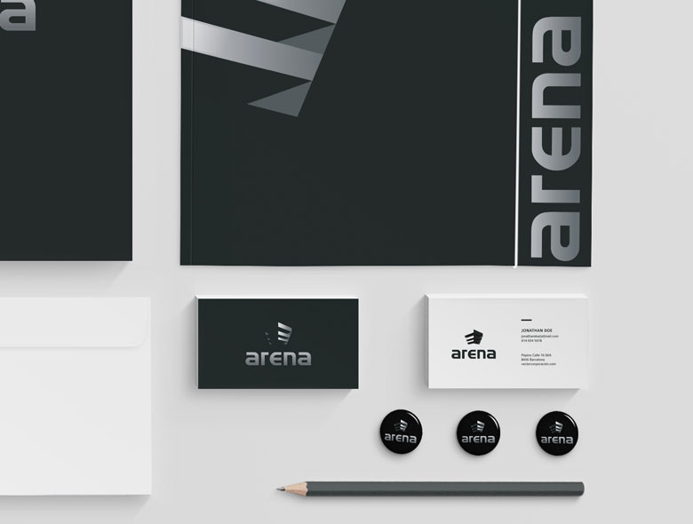 Arena Construction stationery design