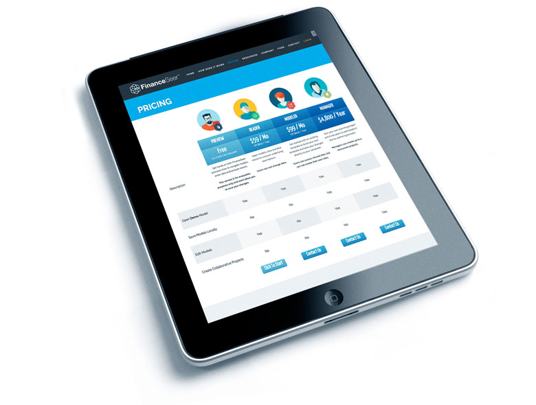 FinanceSeer website design pages