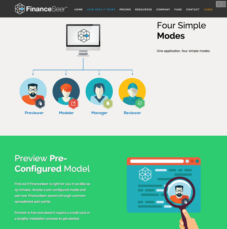 FinanceSeer website design detail