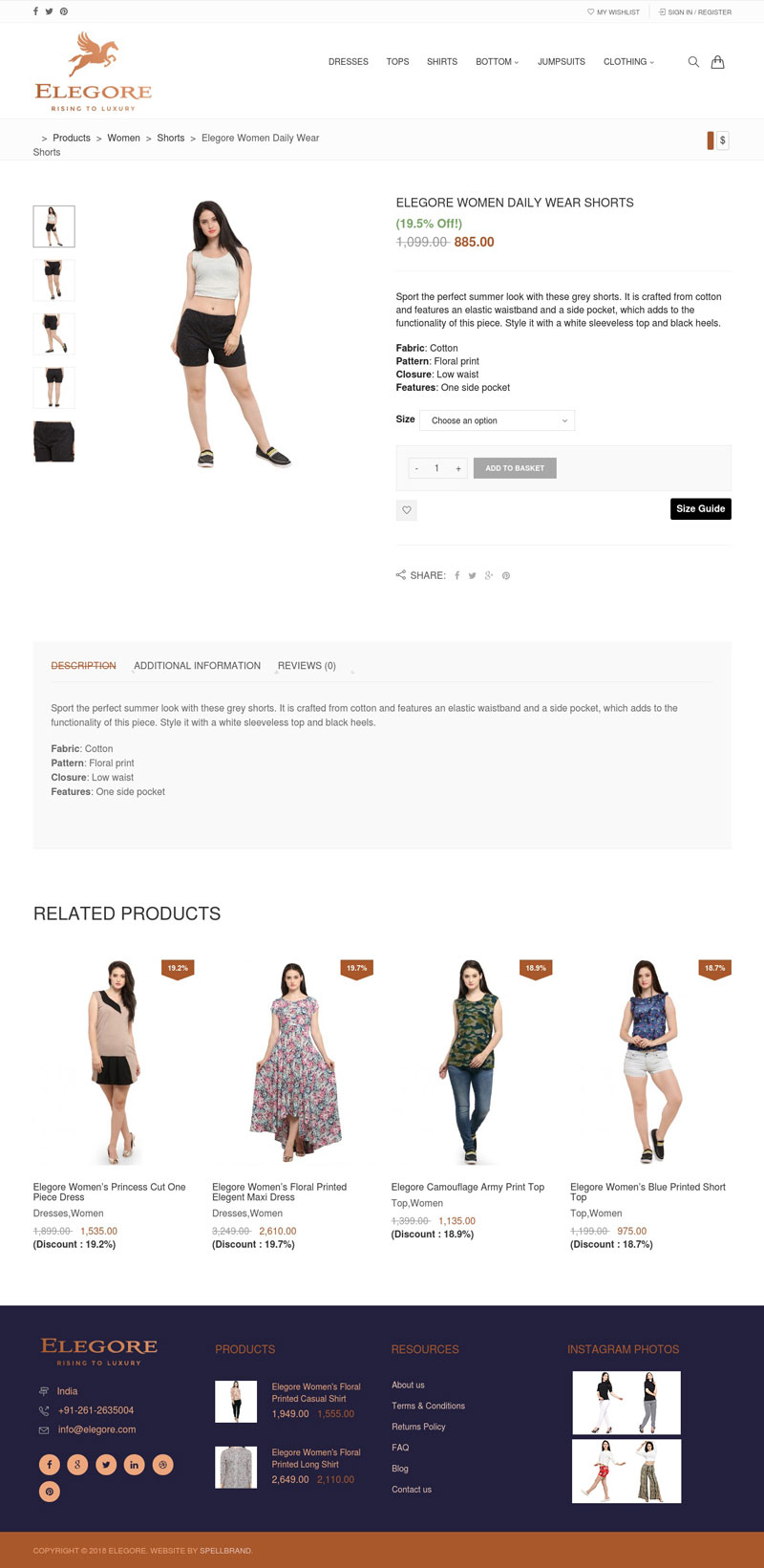 Elegore Website Product Page