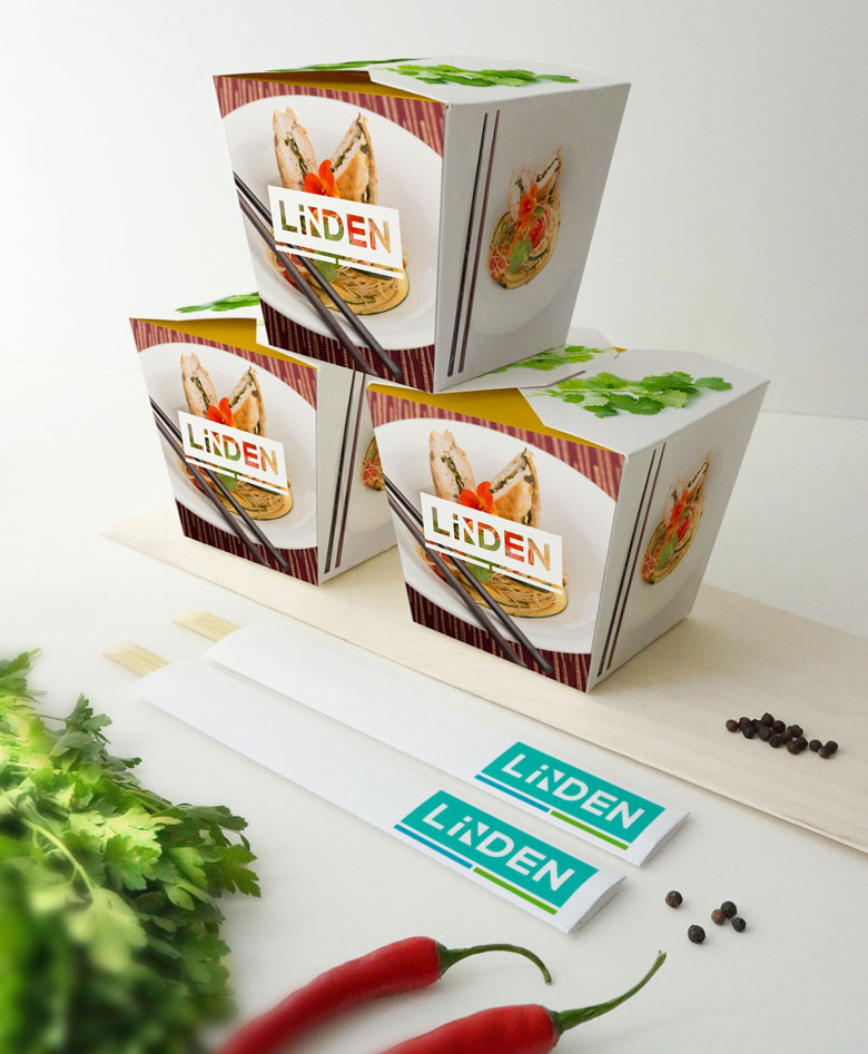 Linden Foods logo design applications