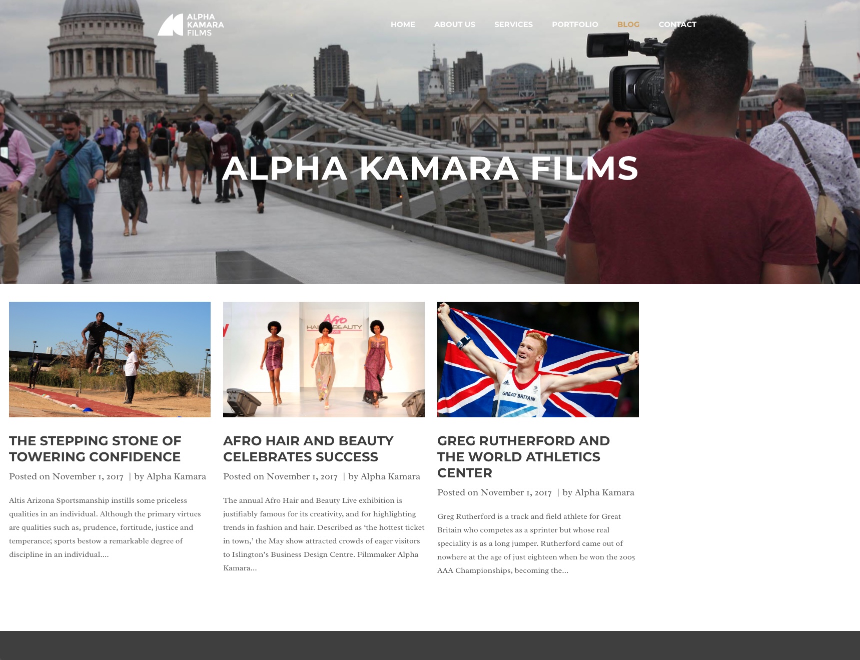 AlphaKamara Films website design detail