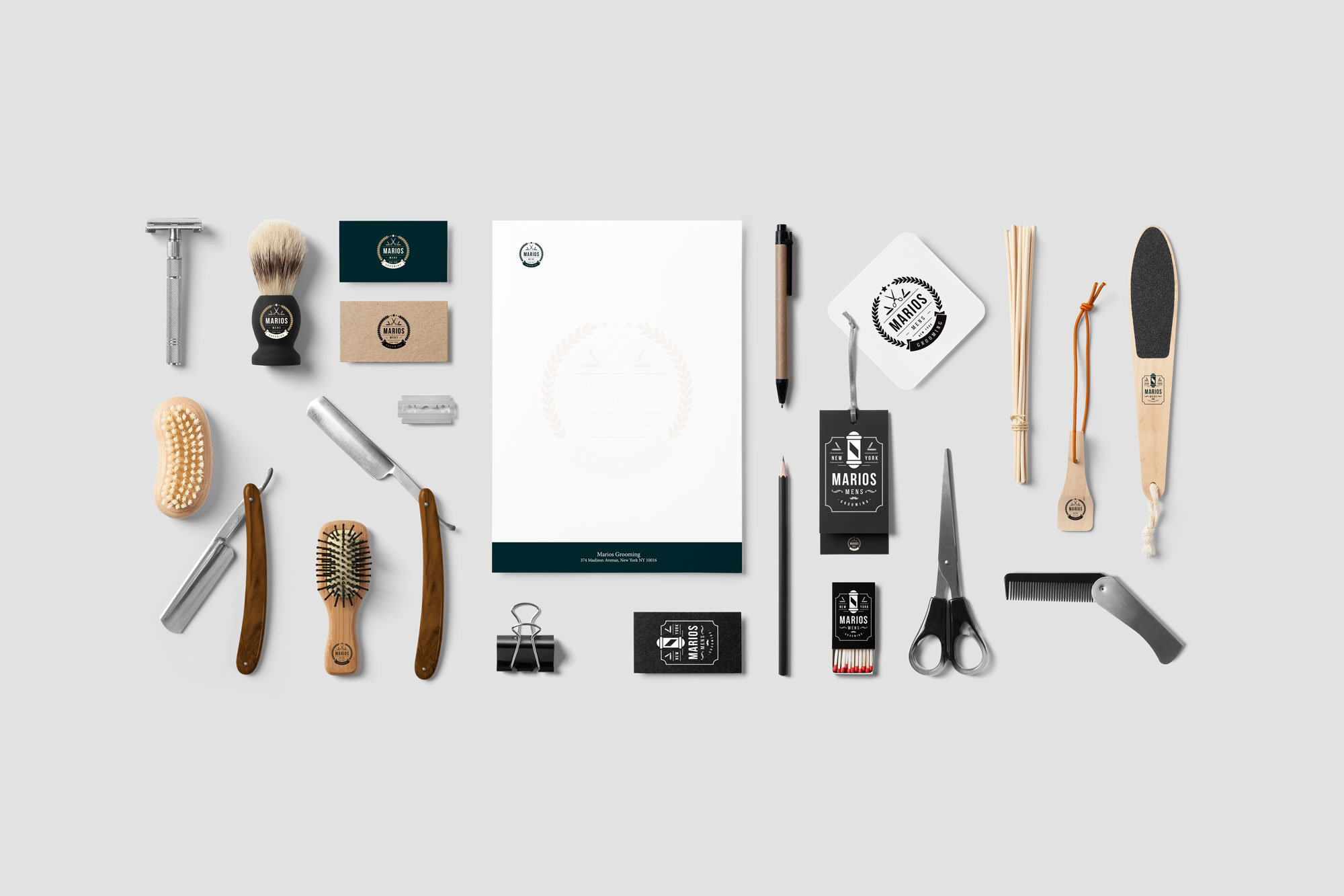 Marios Mens Grooming Brand Identity