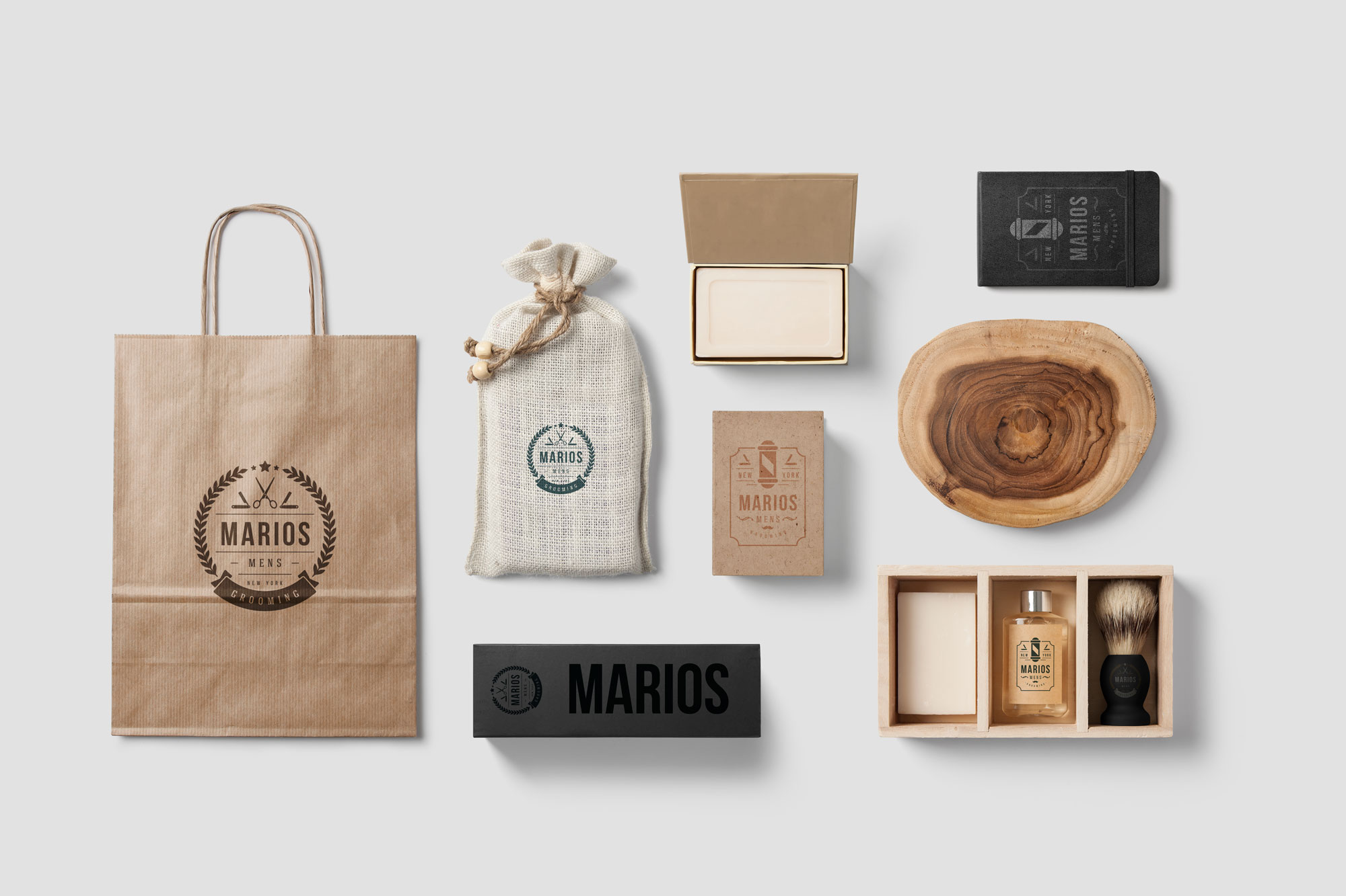Mario's Mens Grooming logo design applications