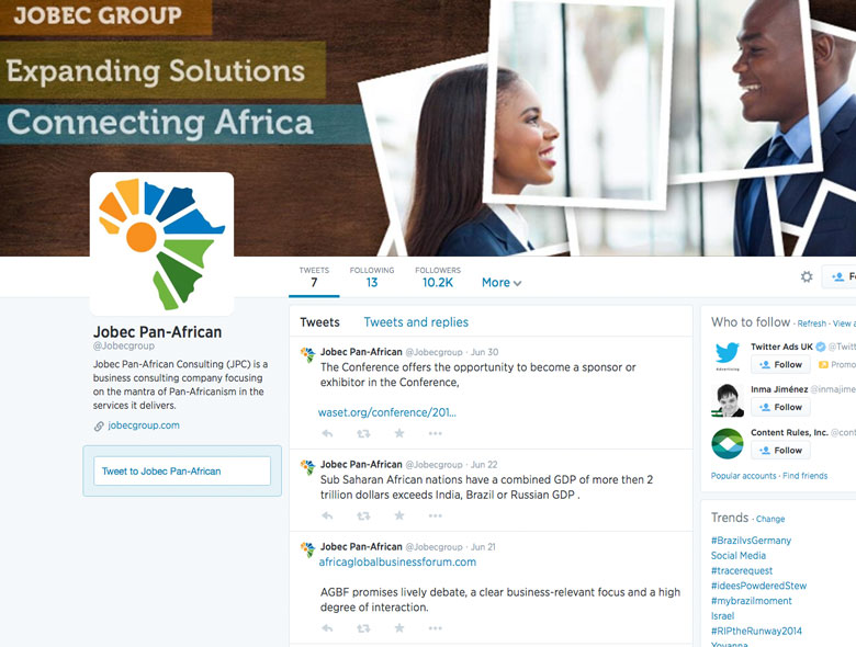 Jobec Pan-African social media branding