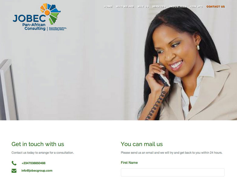 Jobec Pan-African website design