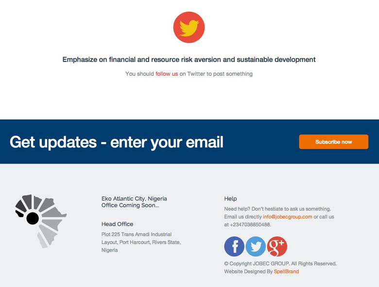 Jobec Pan-African website interface