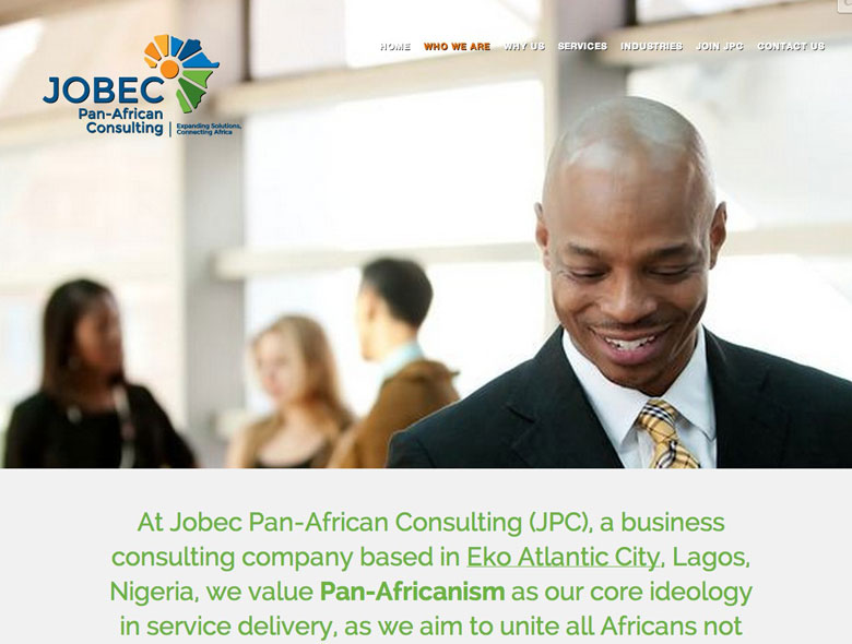 Jobec Pan-African website pages