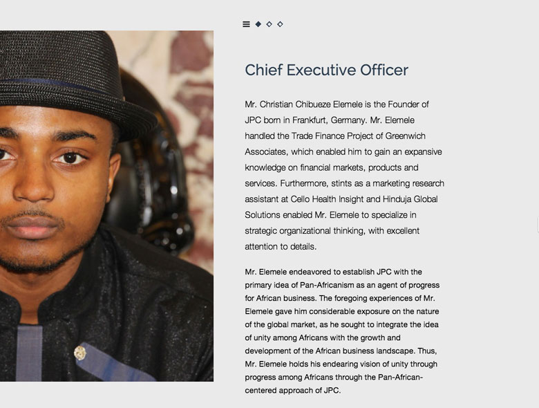 Jobec Pan-African website layout