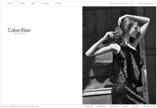 Calvin Klein men's clothing brand website