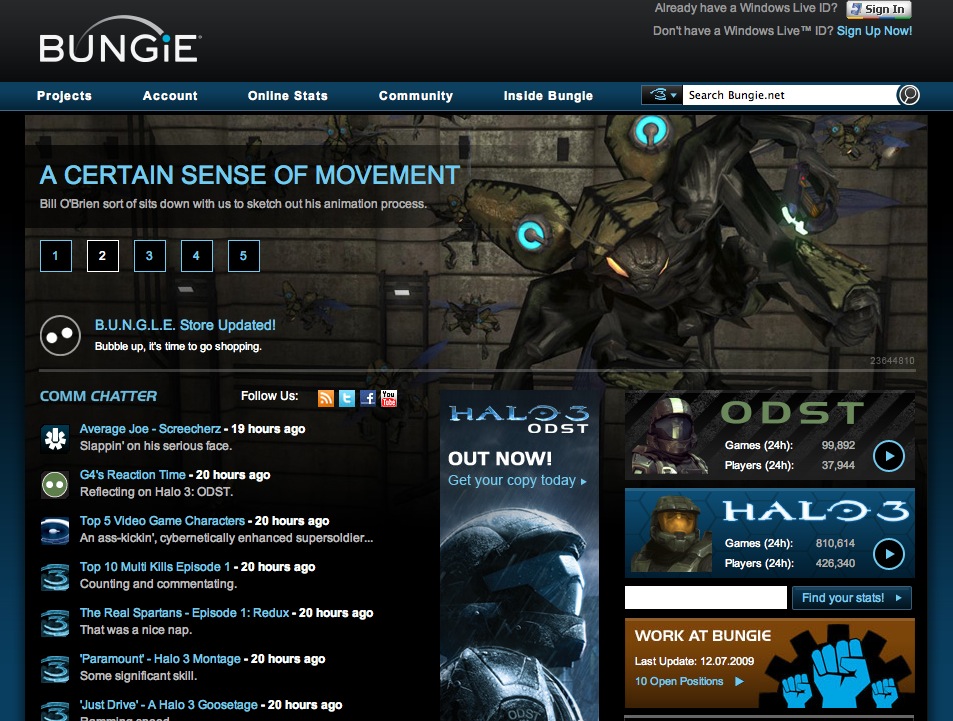 Bungie Games Engine Website