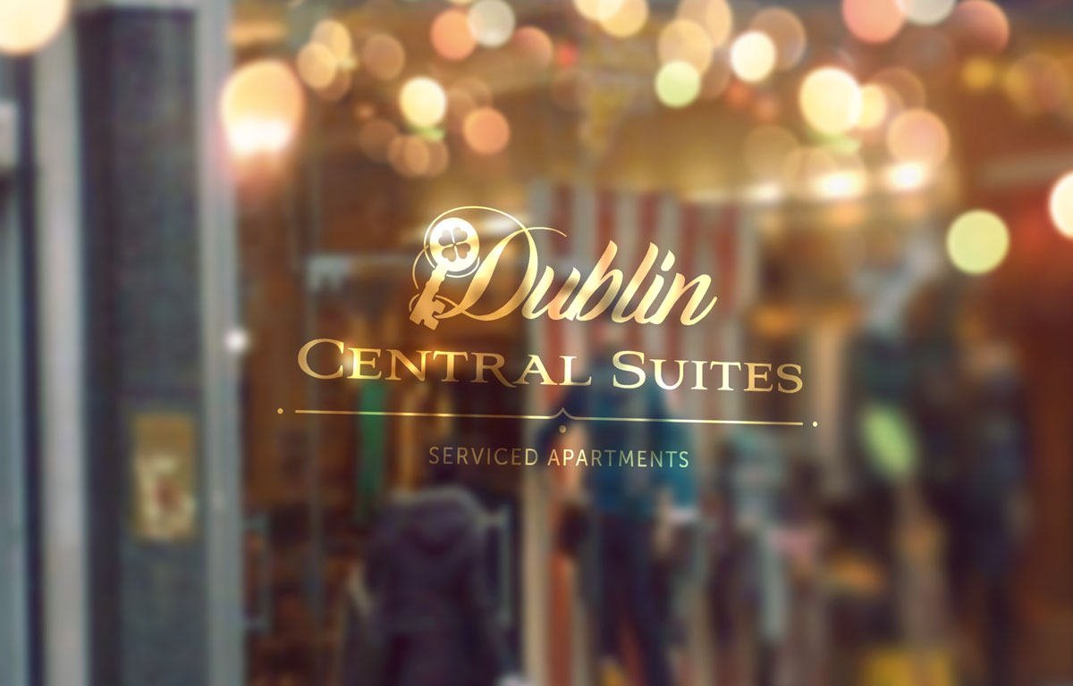 Luxury hotel brand identity on glass door sign