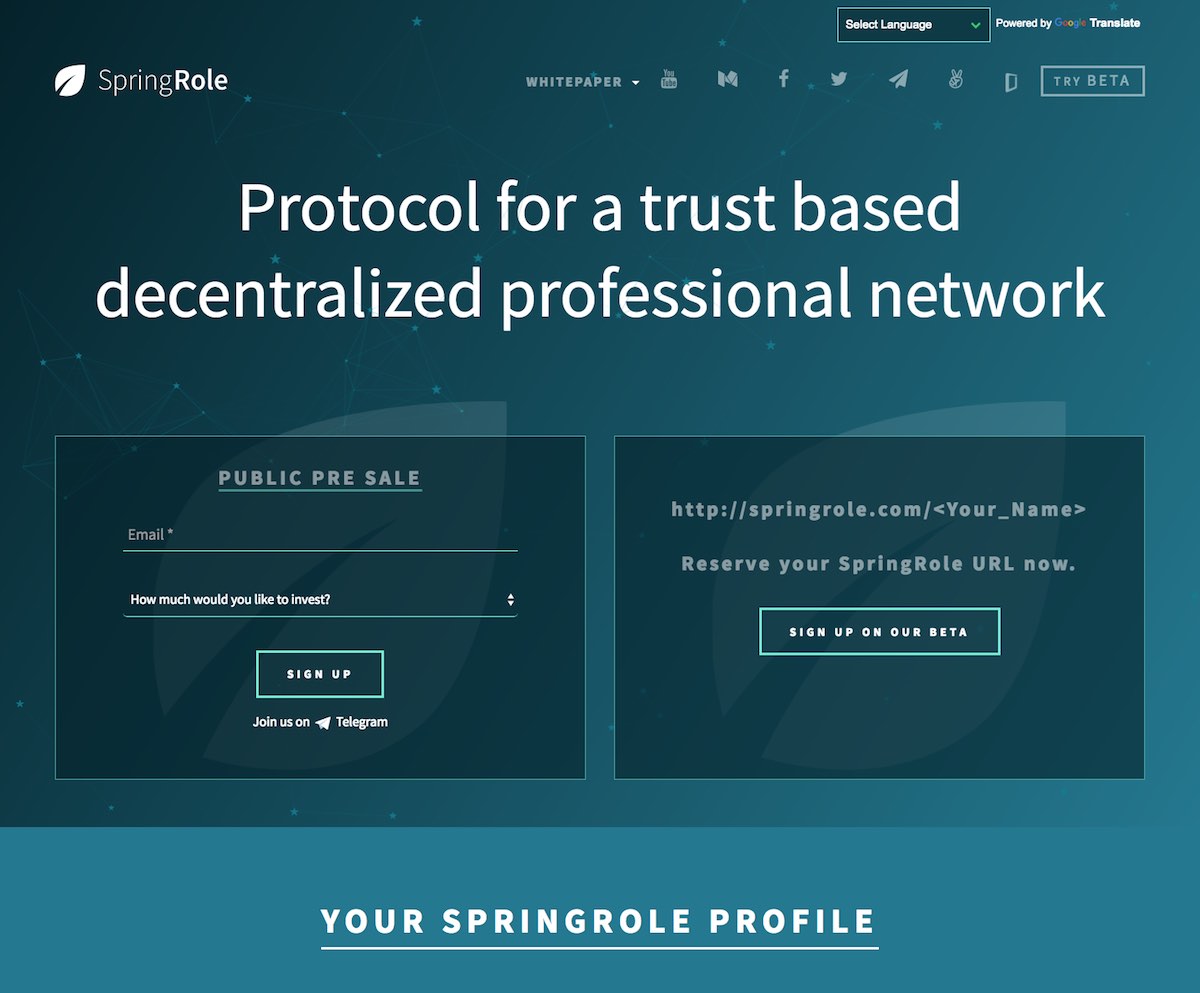SpringRole is the first professional reputation network powered by artificial intelligence and blockchain