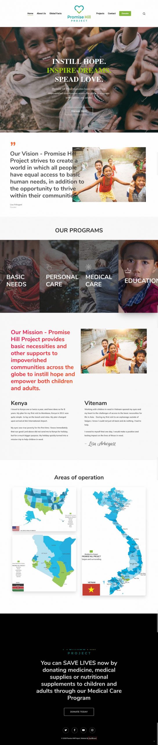 aid organization website design home page