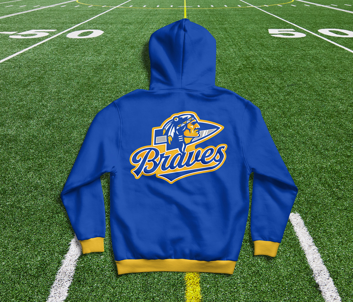 high school sports jacket with mascot design front side