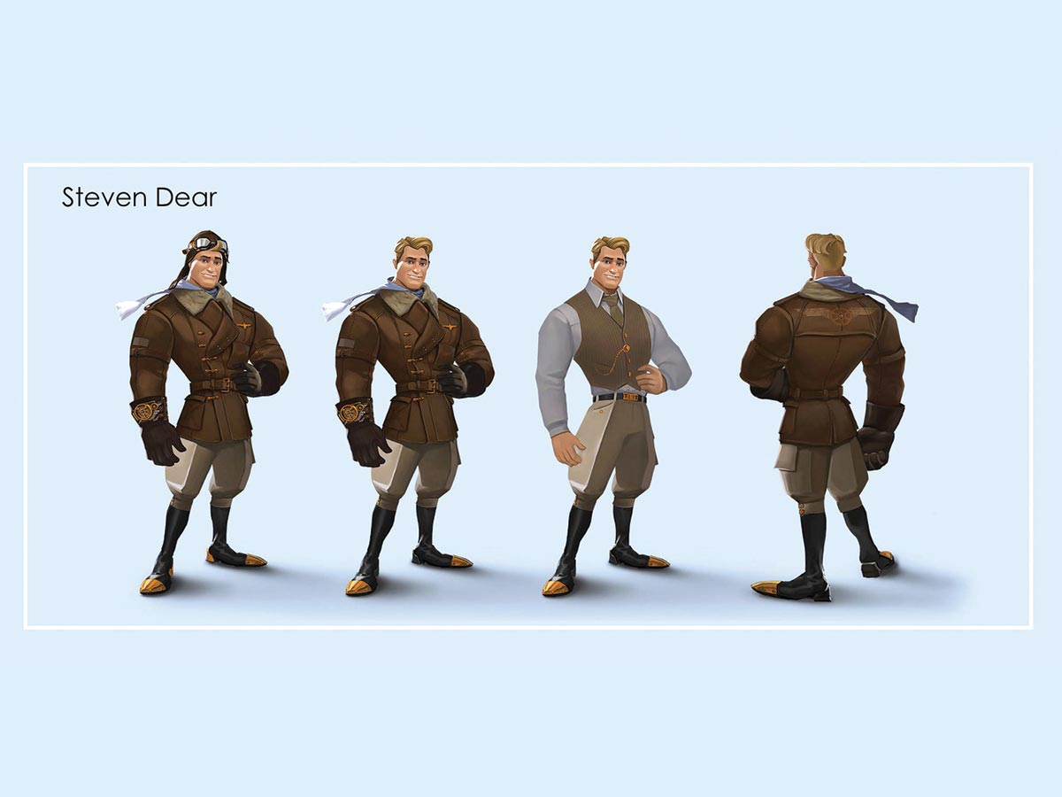 old airline pilot character design