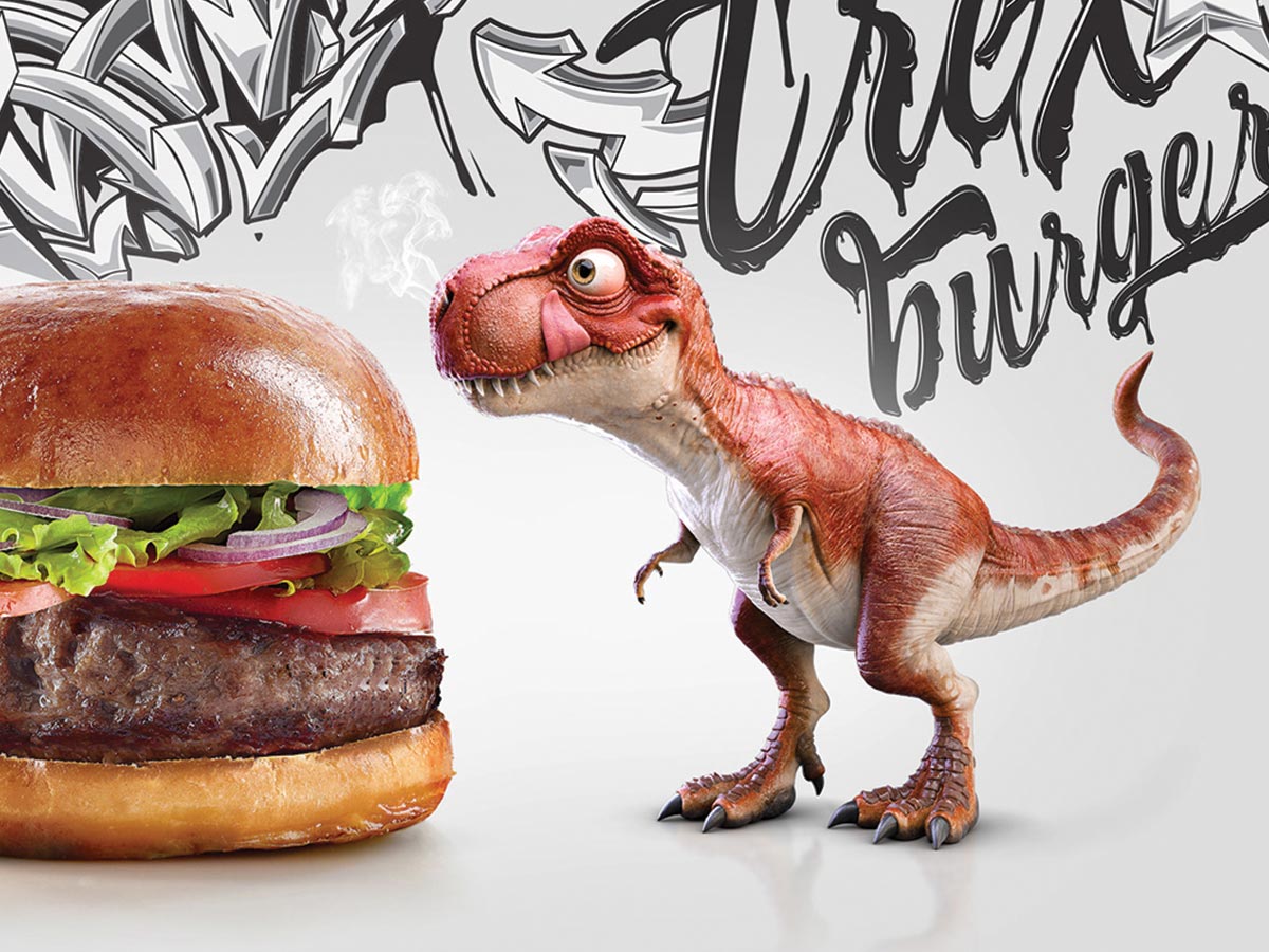 dinosaur 3D model burger