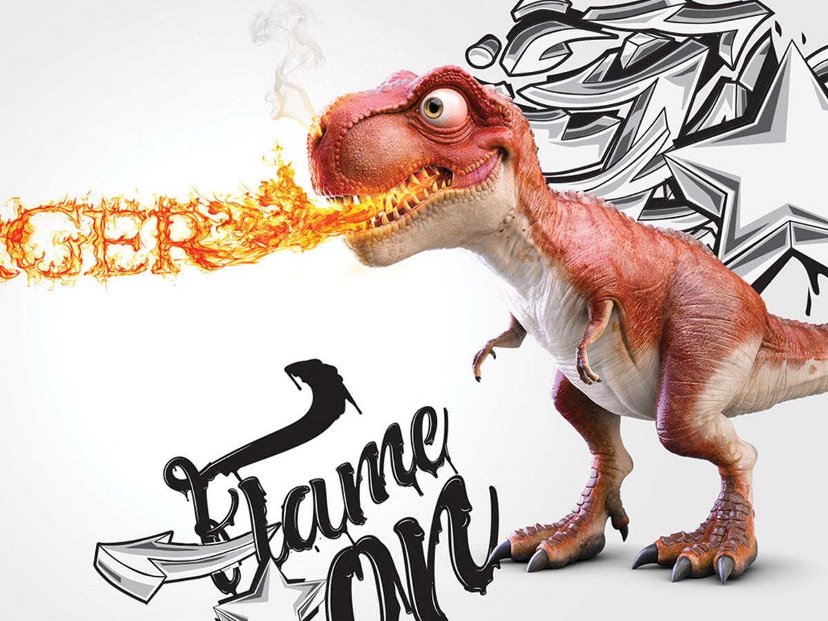 dinosaur 3D model flame fire