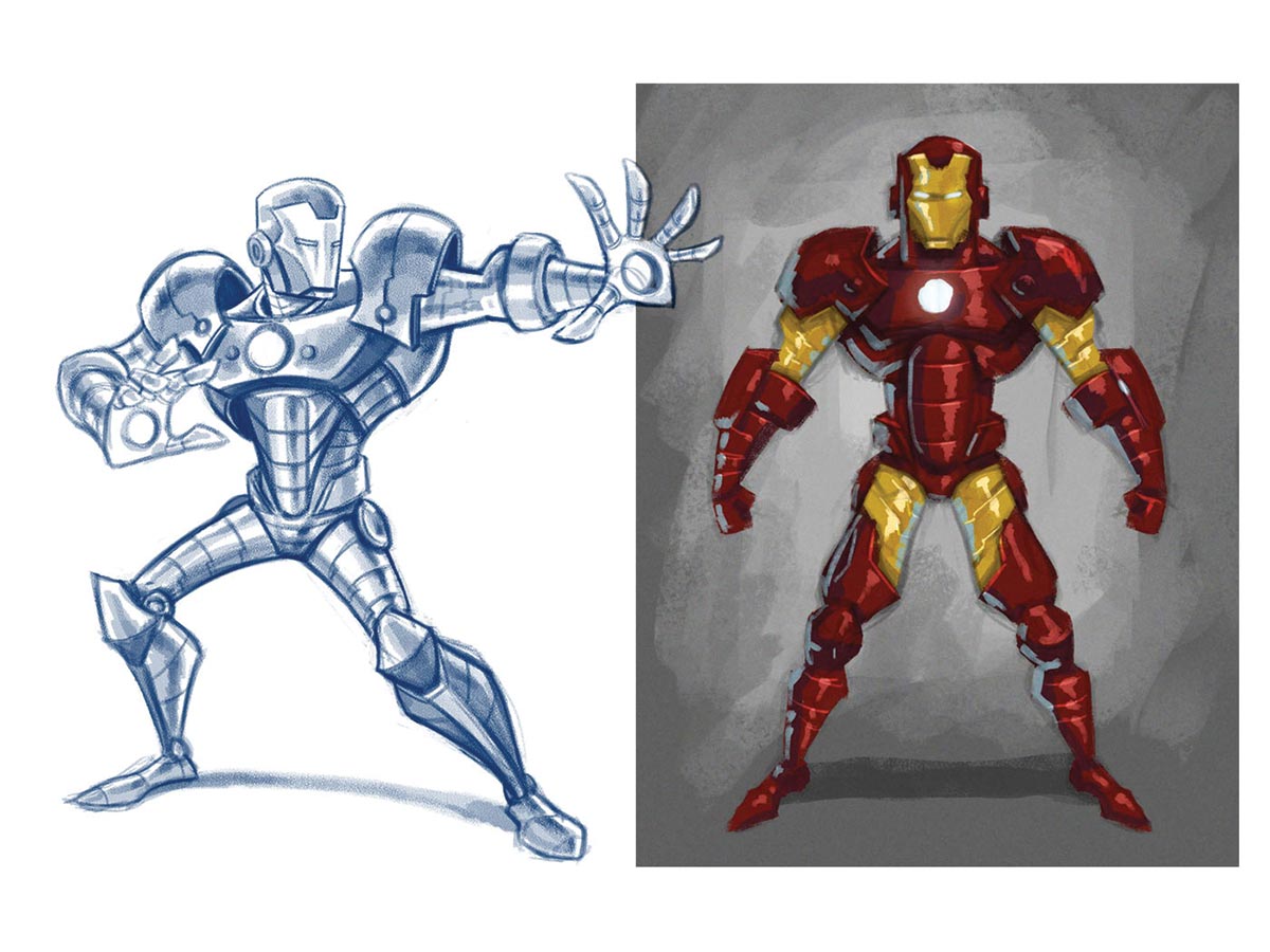 iron man pencil sketch