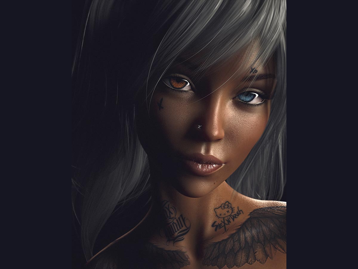 3d character face front