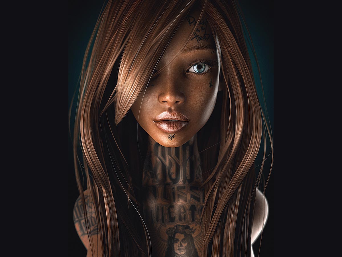3d character face front 3