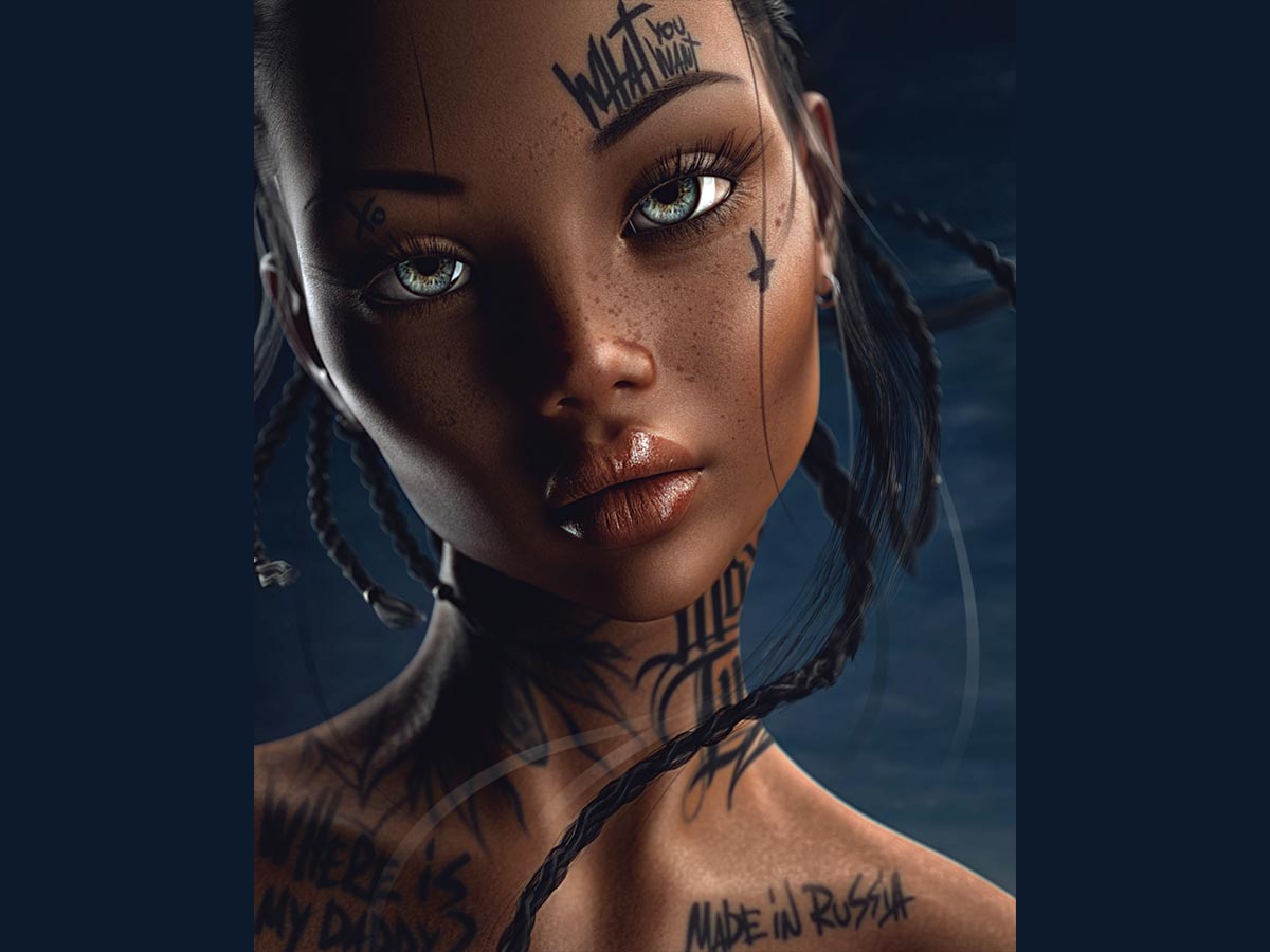 3d character face profile 4