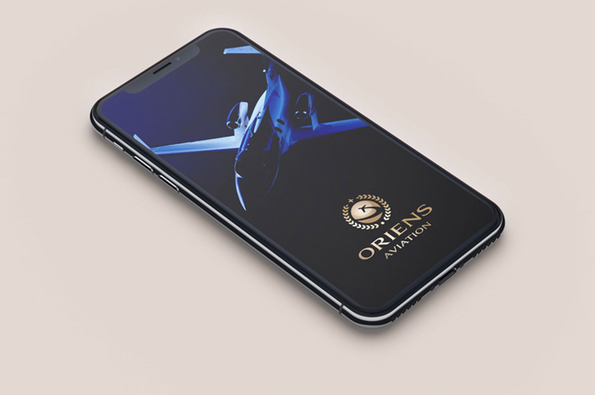 Oriens Aviation Brand logo on iphone screen