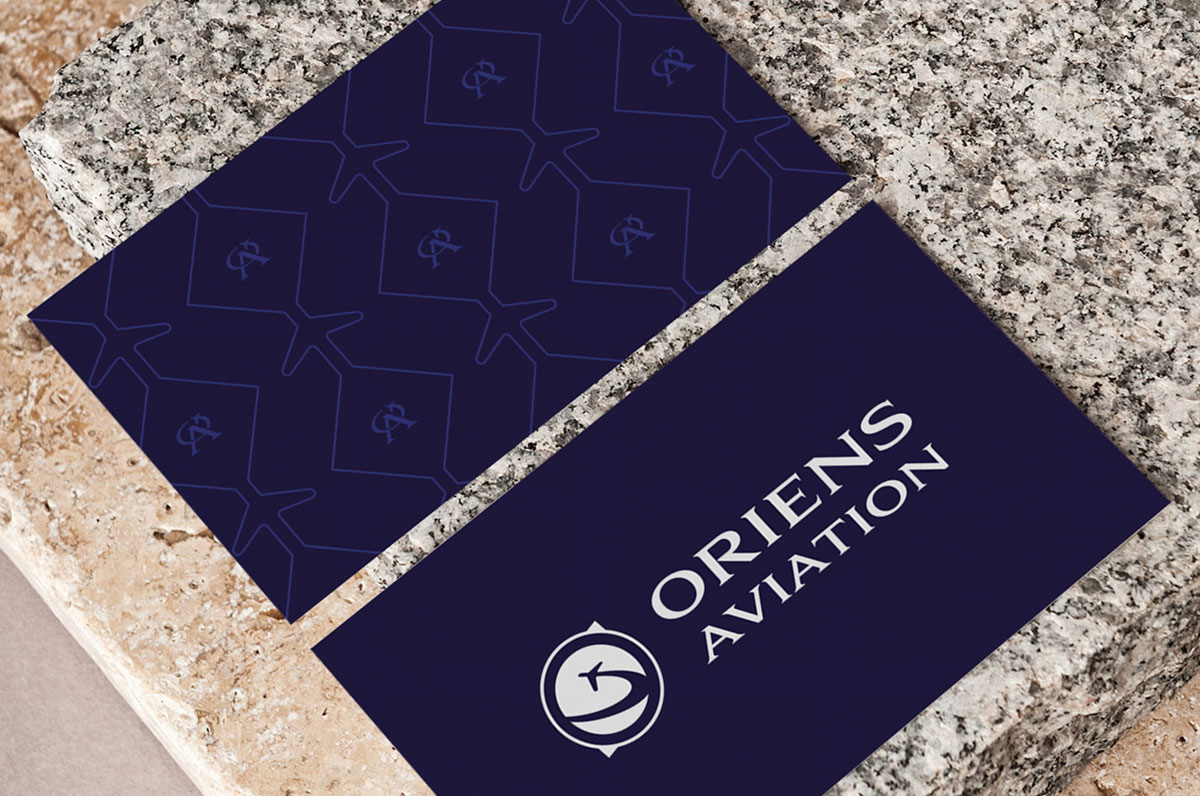 Oriens Aviation Brand logo on business cards