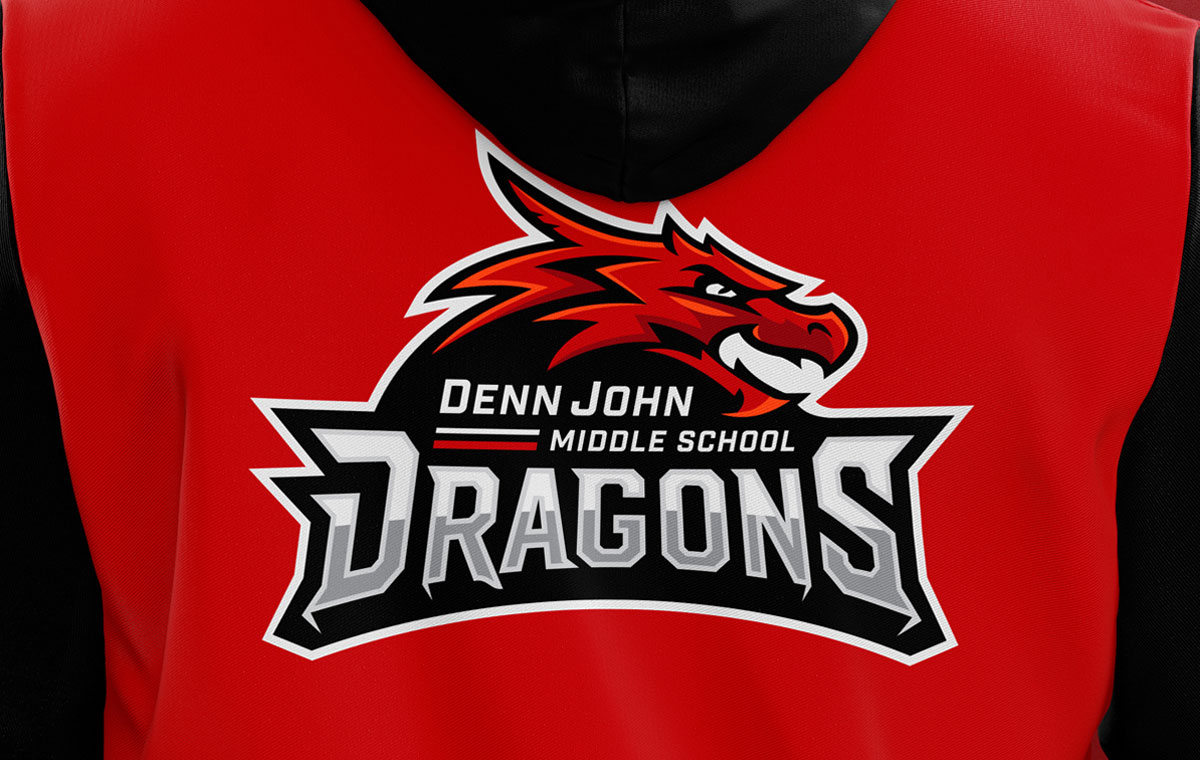 Denn John middle school logo on the back of a jersey