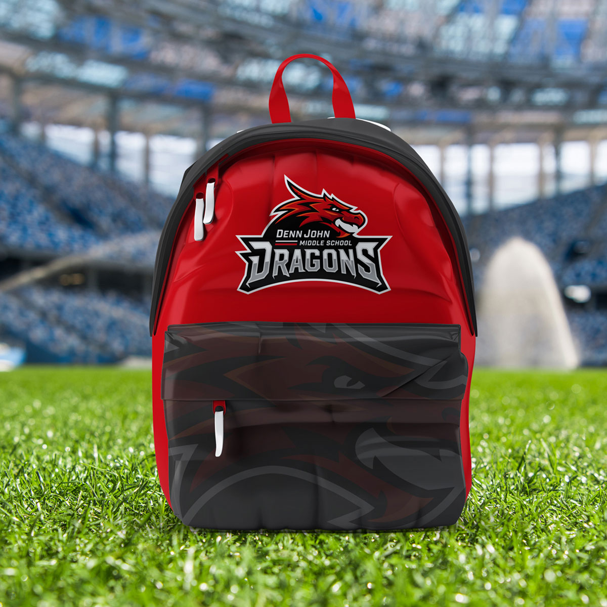 Denn John middle school logo on a school bag
