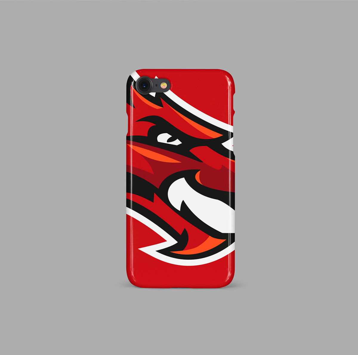 Denn John middle school dragon icon on the back of an iphone case