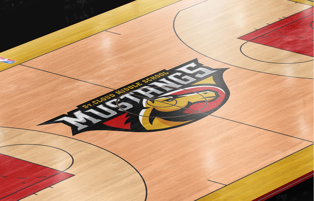 middle school basketball court branding