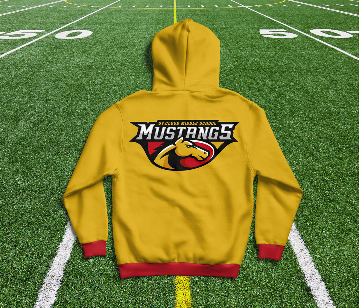 St. Cloud Middle School logo on the back of a sports hoodie