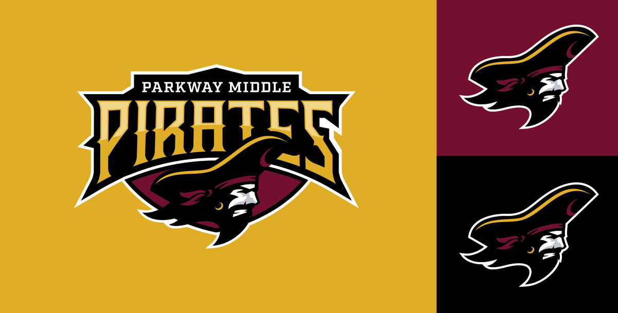 parkway middle school logo design in three different layouts