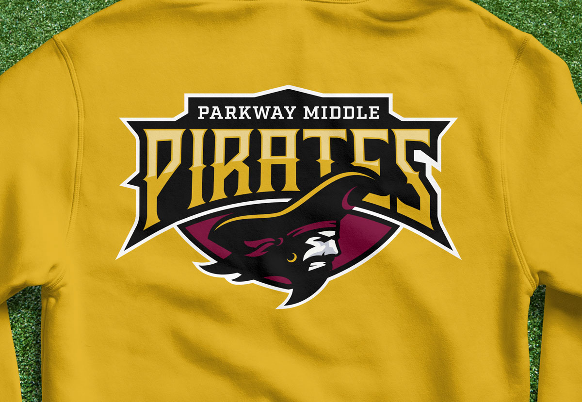 parkway middle school logo in a sports hoodie