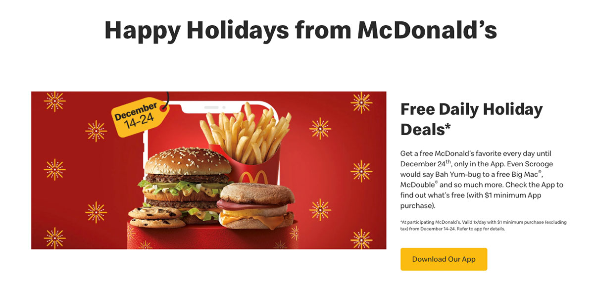 McDonalds color branding for the holidays