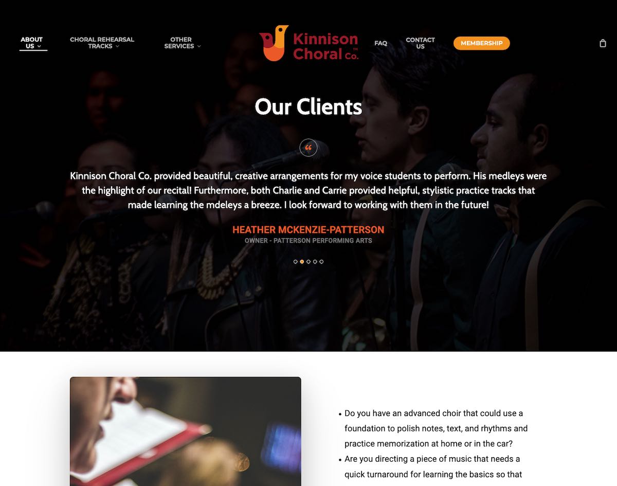 choral music website design