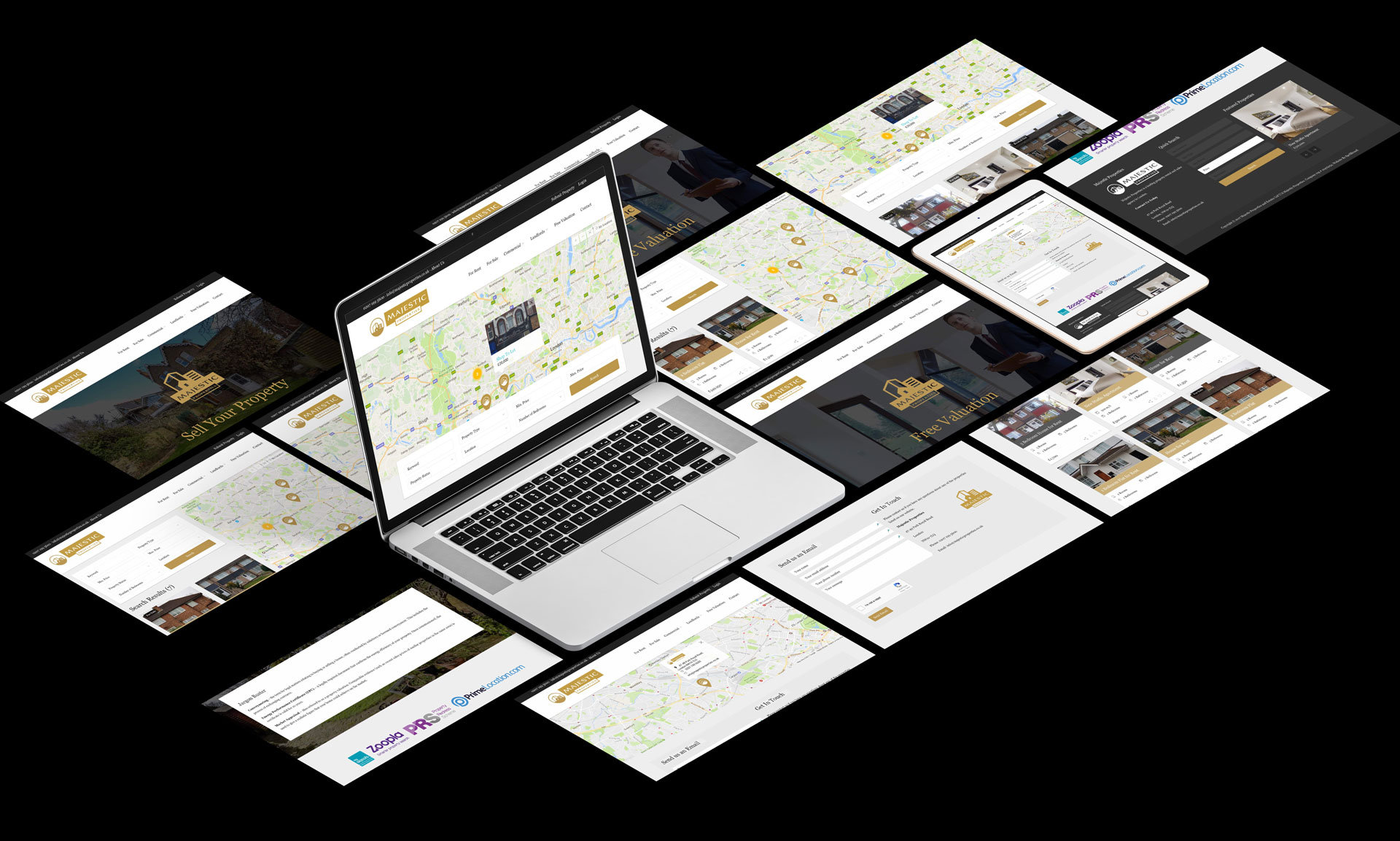 london real estate website design mocks