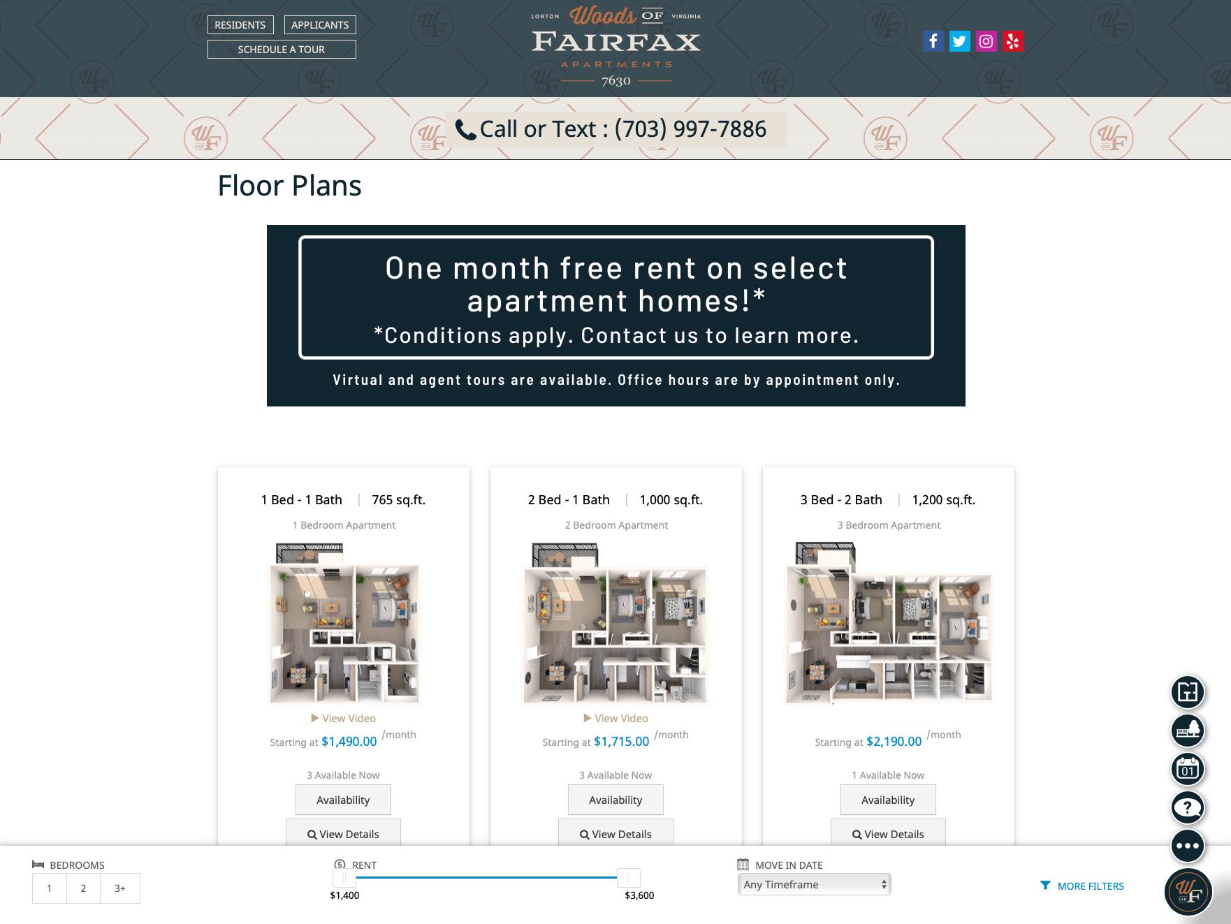 woods of fairfax appartments website design
