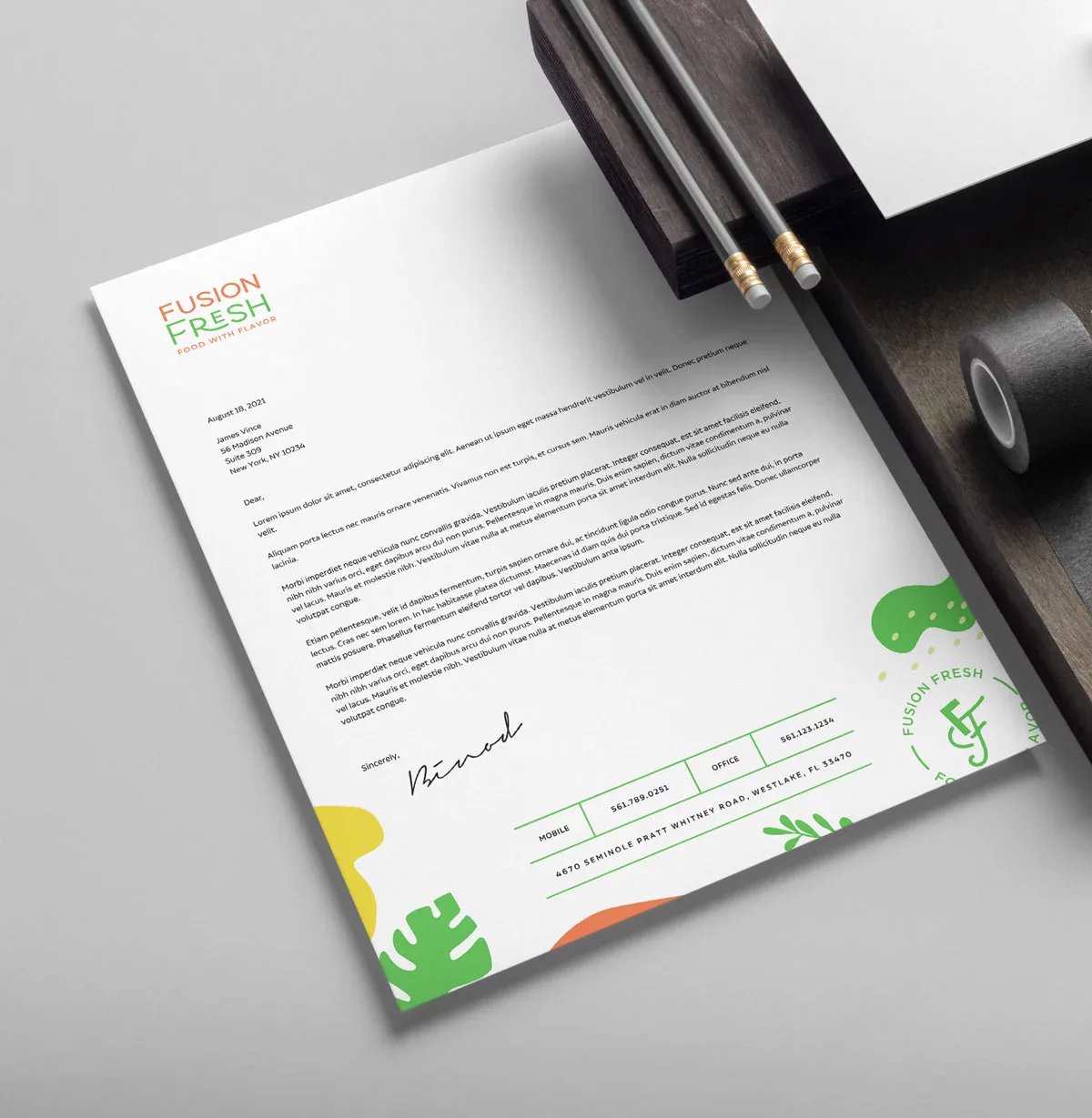 fusion restaurant letterhead design