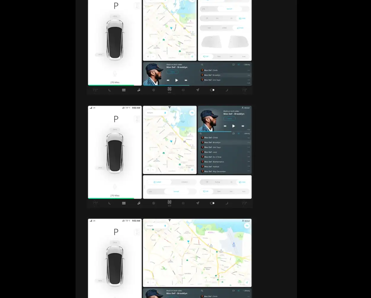 tesla dashboard screen design