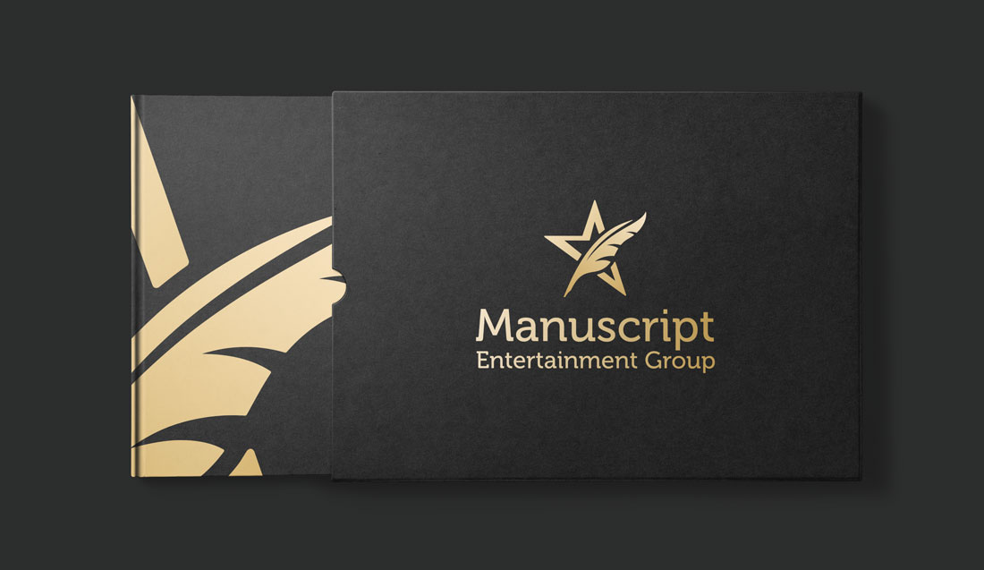 manuscript entertainment logo design